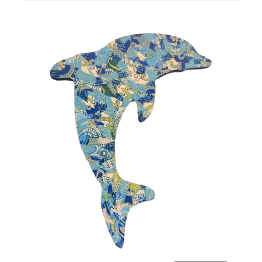Vintage DOLPHIN Wall Hanging - Blue Decoupage Dolphin Wall Decor